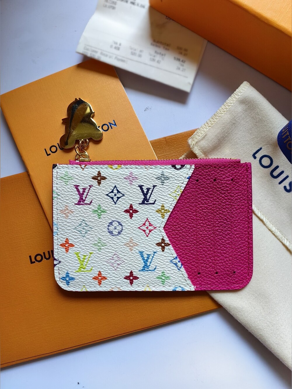 Louis Vuitton Multicolor Monogram Canvas & Pink Card Holder